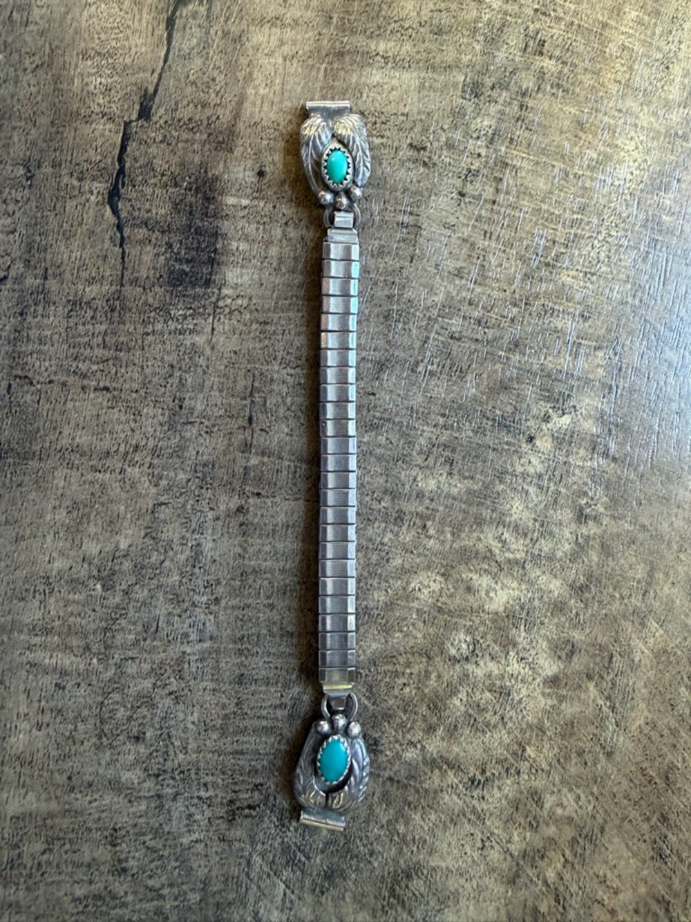 Vintage/Authentic Turquoise and silver stretch watch band
